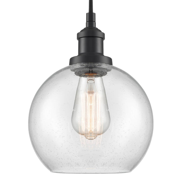 Modern Seeded Glass Globe Pendant Light Kitchen Island, Black